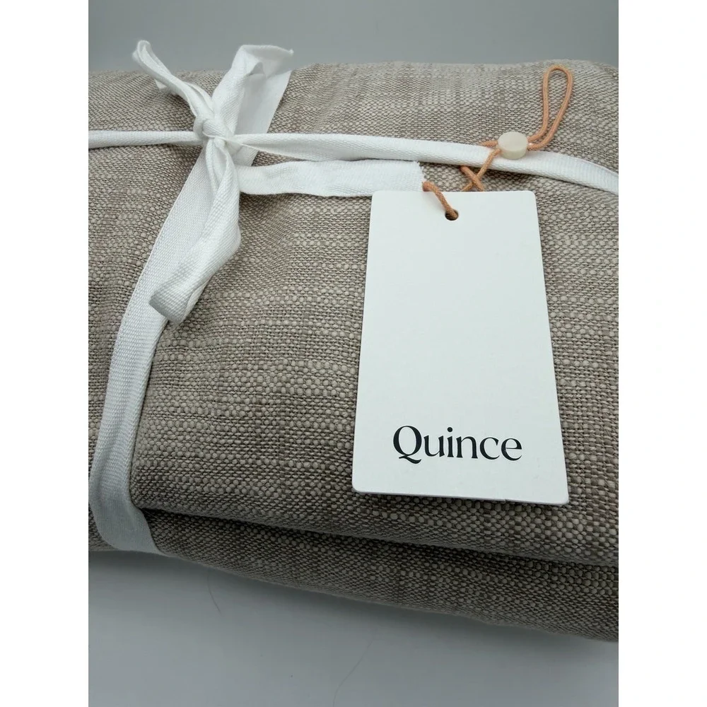 NWT Quince Textured Cotton Room Darkening Rod Pocket Curtain Panel 48x96 Flax